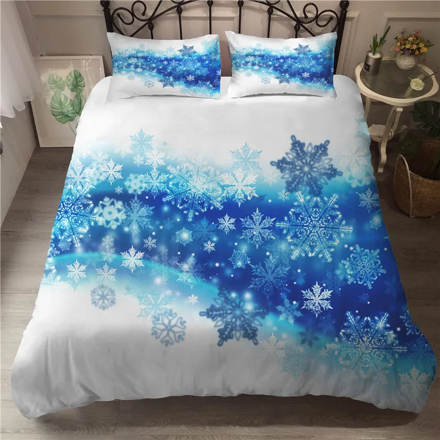 Комплект постельного белья с 3D принтом пододеяльник рождественский снежинка
