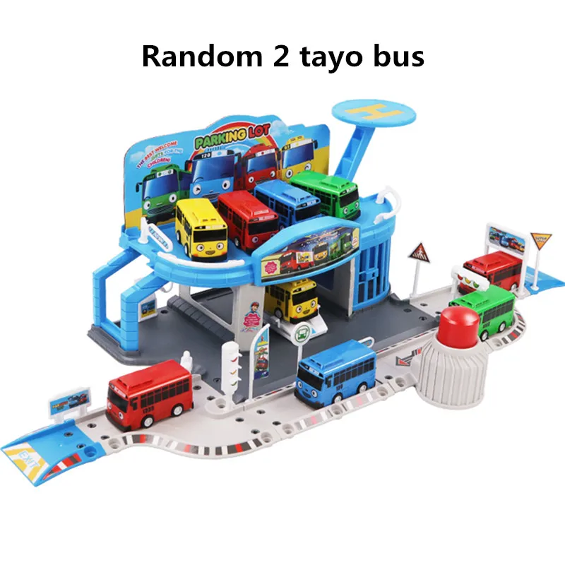 Korean Cartoons Tayo Bus Set Assembled Car Runway Model Bus Station