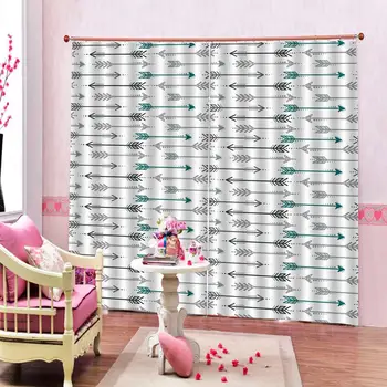 

Custom 3D Gray Green Arrow Curtains Blackout Large Window Window Curtains Living Room Bedroom Drapes Indoor Decor