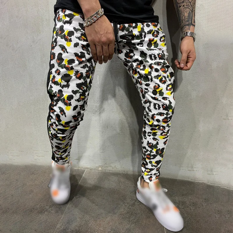

Men's Trousers Leopard Printed Casual Trousers Fitness Pencil Pants Sports Camouflage Male Pants