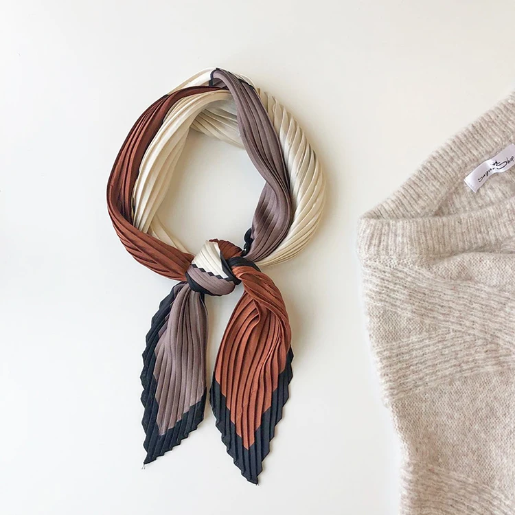 Luxury Silk Pleated Scarf - Womens Hair  Neck Accessory