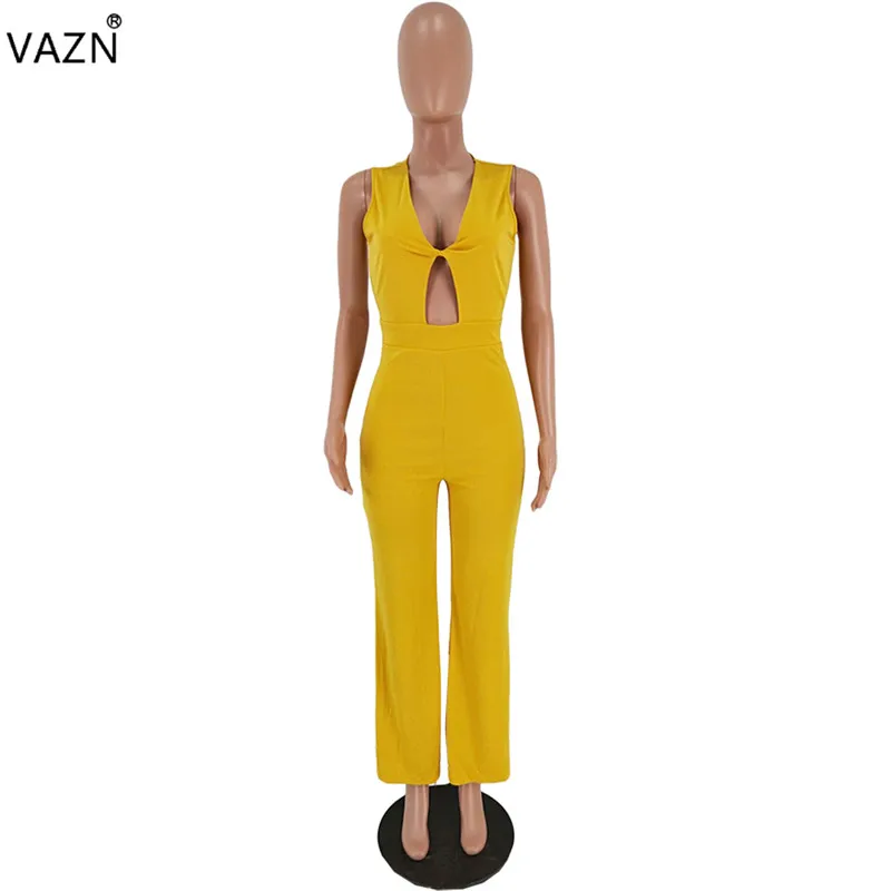 VAZN NM8040 новые сексуальные Клубные Модные желтые Спагетти ремень крест-накрест ажурное, с перекрестными лямками открытые нежные женские прямой Детский комбинезон - Цвет: Цвет: желтый