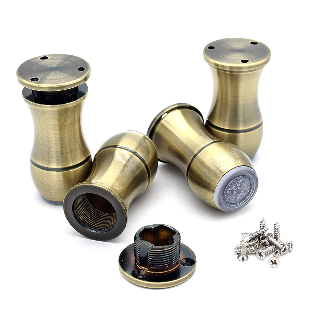 

80MM Adjustable Aluminum Furniture Legs Cabinets Tables Chairs Sofa Feet with Non-Slip Rubber Base Brushed Bronze Set of 4
