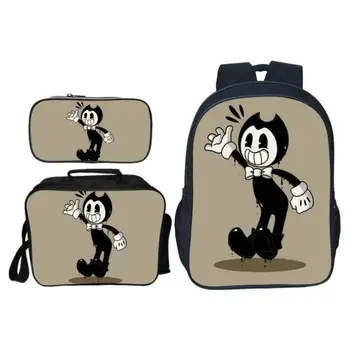 

Hot Sale 3Pcs/Set Cartoon Game Bendy and The Ink Kids Baby School Bags for Children Backpacks for Boys Schoolbag Student Bookbag
