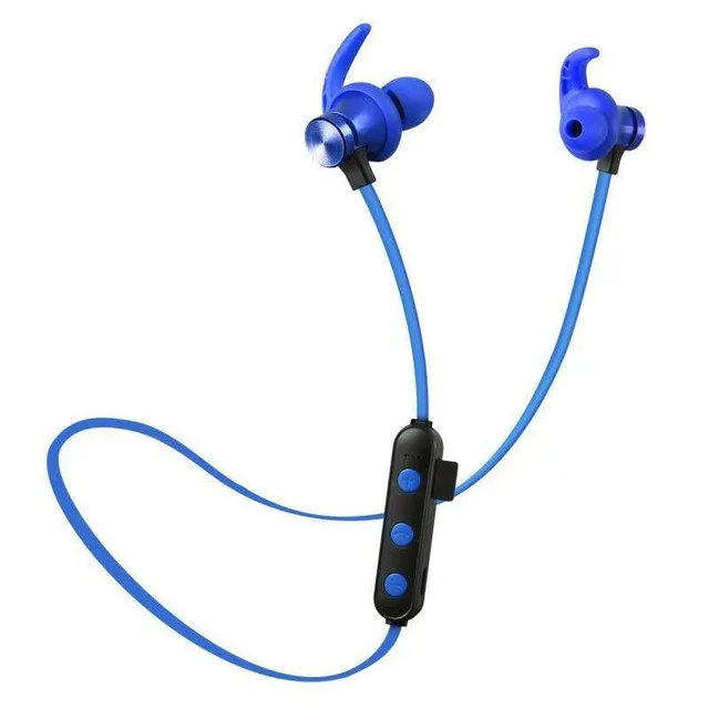 Bluetooth наушники водонепроницаемые беспроводные наушники Магнитная притяжение Спорт XT 22 гарнитура с микрофоном Поддержка TF карты - Цвет: XT22-BLUE