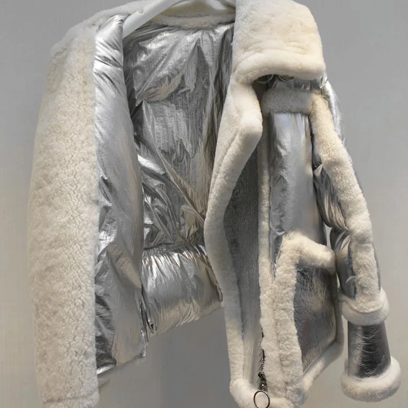 [EWQ] зимняя высококачественная куртка с отворотом и длинными рукавами, двусторонняя овчина, винтажное теплое пальто из овчины AH31909