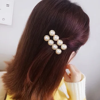 

4PCS Pearl Hair Clip Exquisite Durable Handmade Fashionable Lightweight Wedding Headdress Pearl Hair Clip Bang Edge Clip for Bri