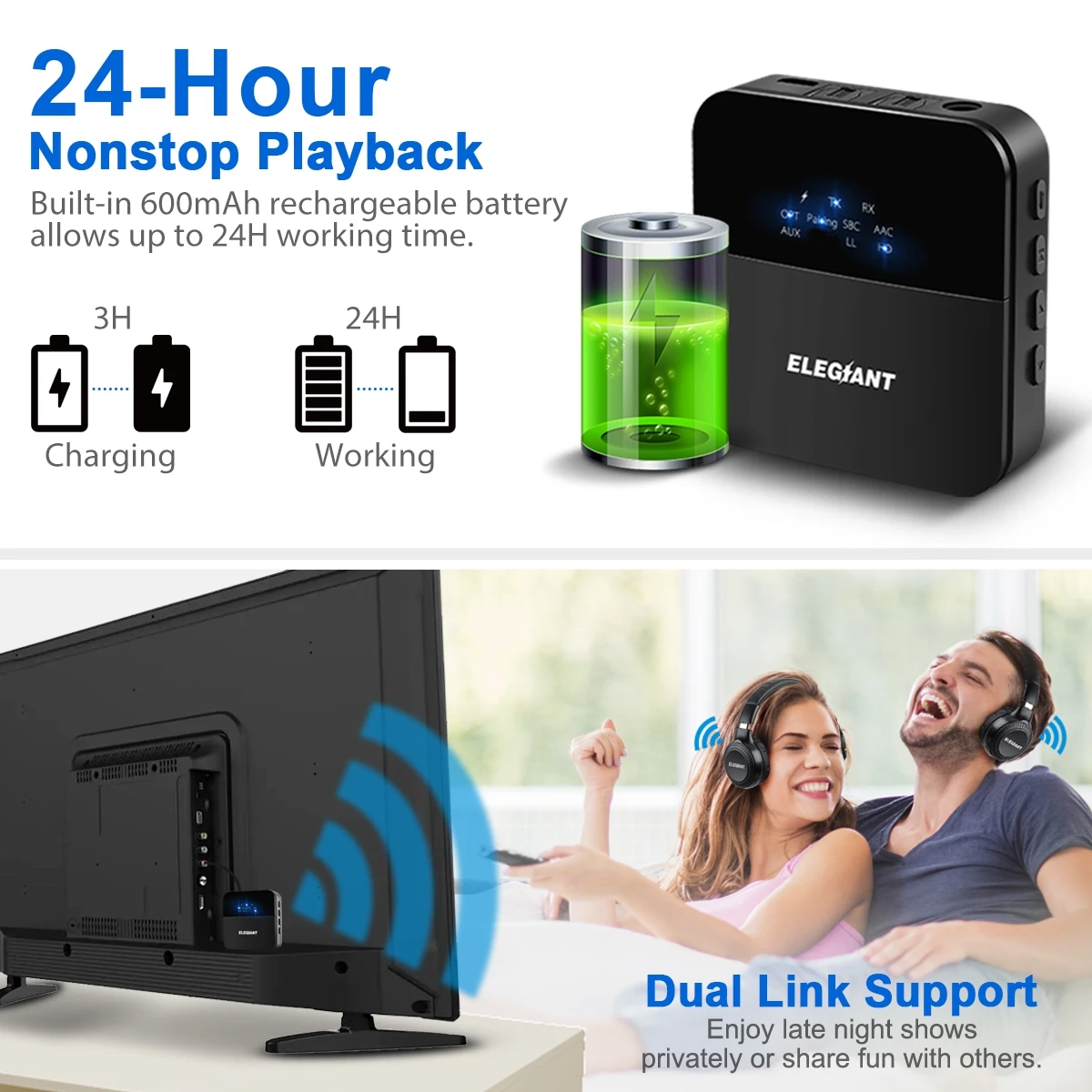  ELEGIANT 3.5 millimetri 2RCA HD bluetooth 5.0 Audio Trasmettitore Ricevitore Wireless Adapter/AUX/L