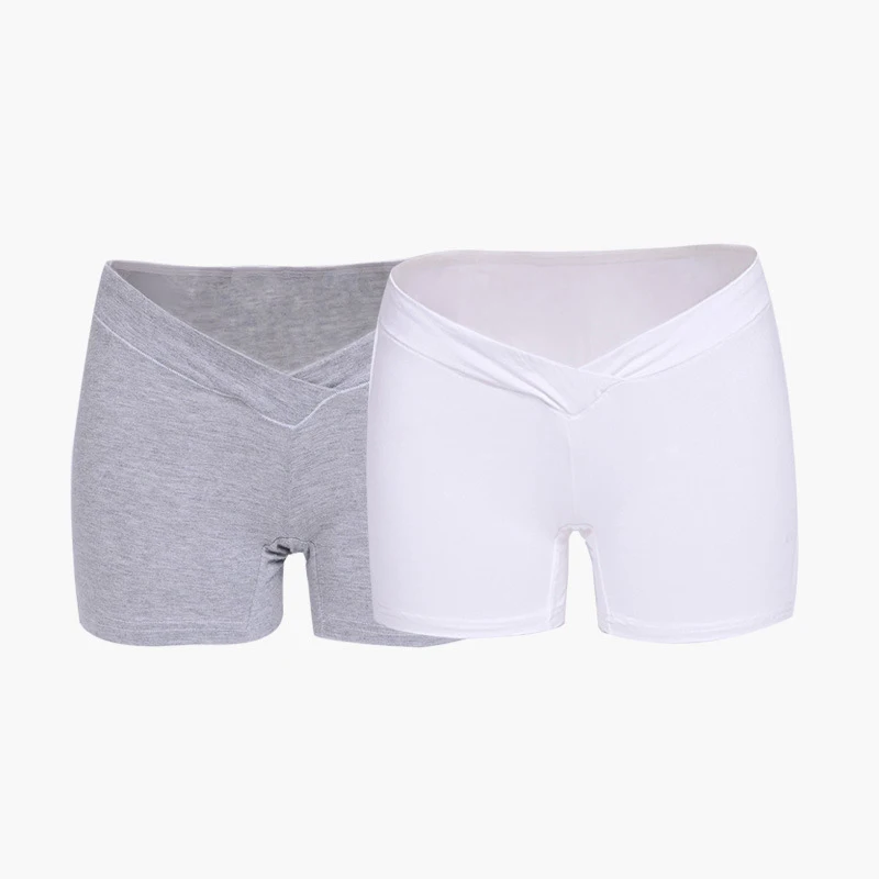 2-Pieces Lace Pregnant Flat Stomach Lift Pants Low& High-waist Seamless Underwear Breathable Cotton Pregnant Women Safety Pants - Цвет: 14