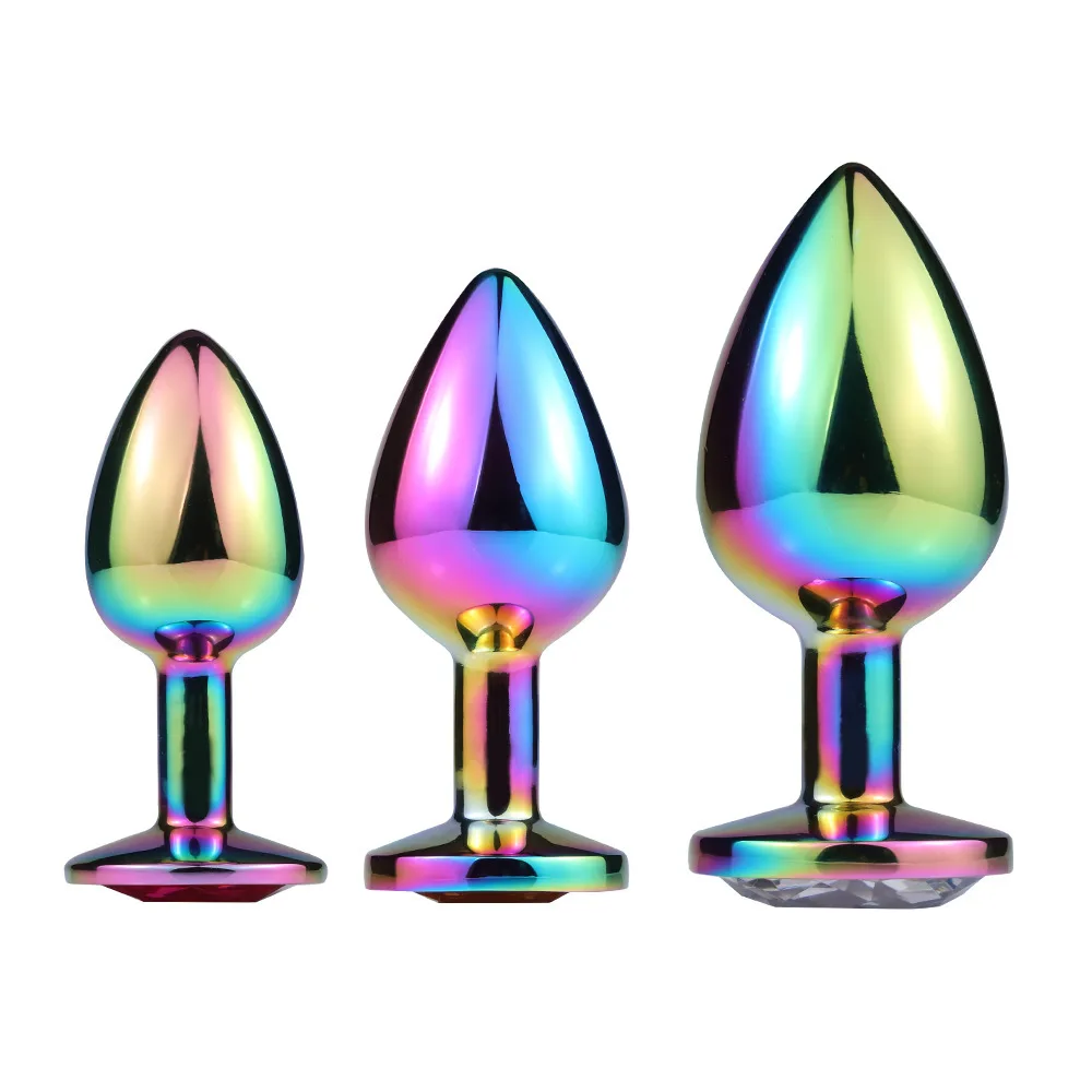 Stainless Steel Rainbow Metal Anal Plug With Crystal Diamond Jewelry Butt Bead Anus Dildo Adults Sex Toys for Women | Красота и