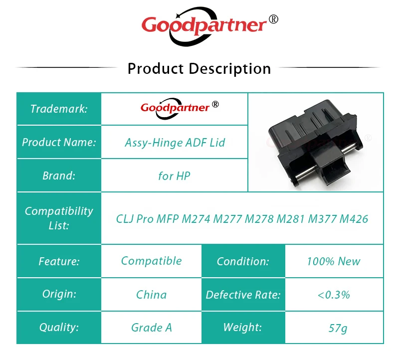 Tampa Dobradiça Adf Assy para hp Color Laserjet Pro Chip de Mfp M274 M277 M278 M281 M377 M426274 277 278 281 377 426 5x B3q1060130 - Imagem 3
