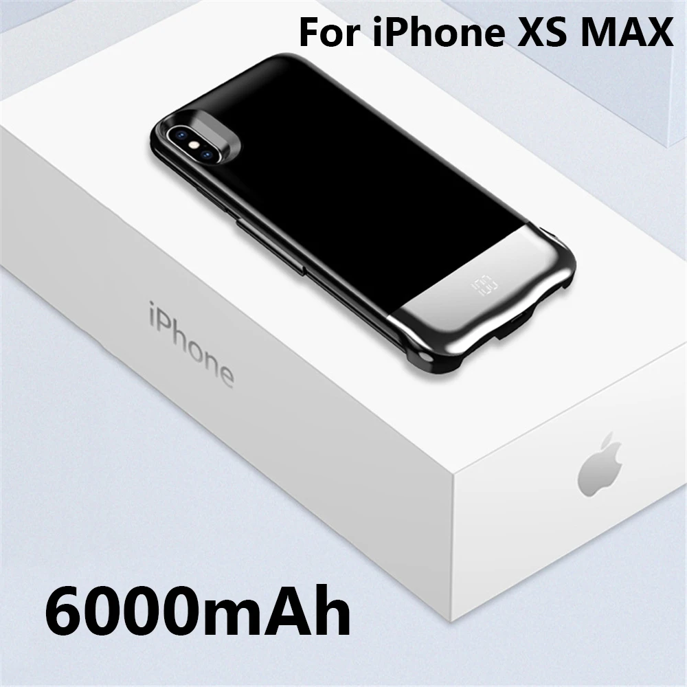 black 6000 i XS Max Батарея чехол для iphone 6 6s 7 8 Plus светодиодный цифровой дисплей Банк питания зарядное устройство чехол для iphone XS Max XR Charing Case - Цвет: black 6000 i XS Max