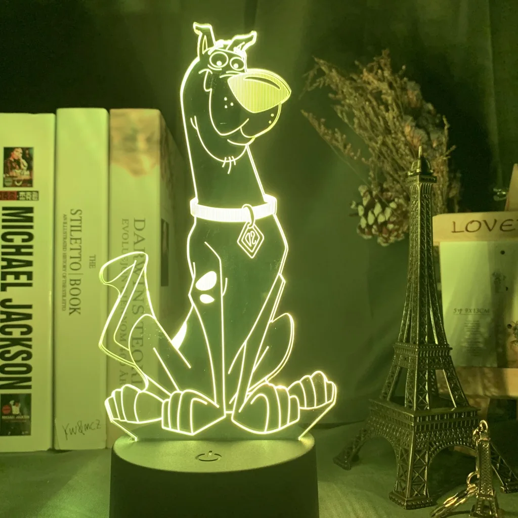 Милый ночной Светильник для детей с изображением собаки из мультфильма Скуби-Ду, СВЕТОДИОДНЫЙ цветной ночной Светильник для детей, декор для спальни, прикроватная тумбочка, 3d лампа в подарок