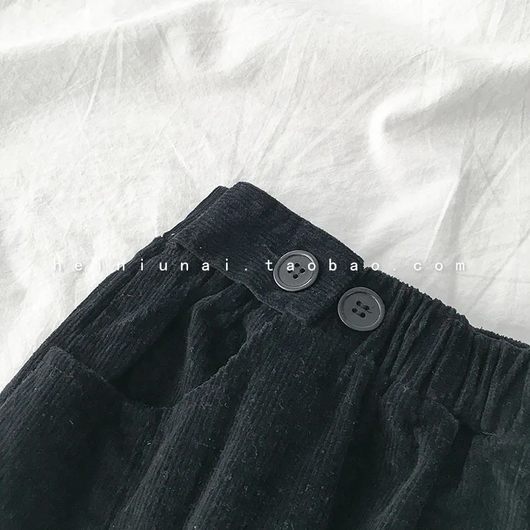 Harajuku вельветовые длинные брюки женские повседневные свободные с высокой талией хаки черные брюки женские модные шаровары