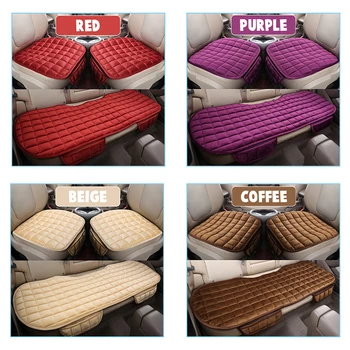 

Car Seat Cushion Purple Red Coffee Beige Front Back Seat Protector Pad Winter Warm Plush Seat Cushion Interior Accessories