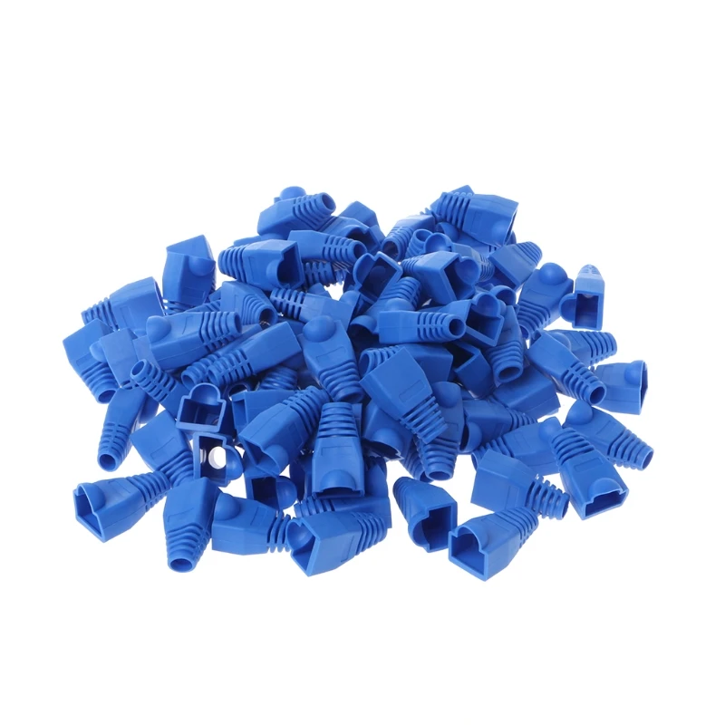 BL 100 шт. CAT5E CAT6 RJ45 крышка Ethernet сетевой снятие натяжения кабеля сапоги разъем крышка - Цвет: BL
