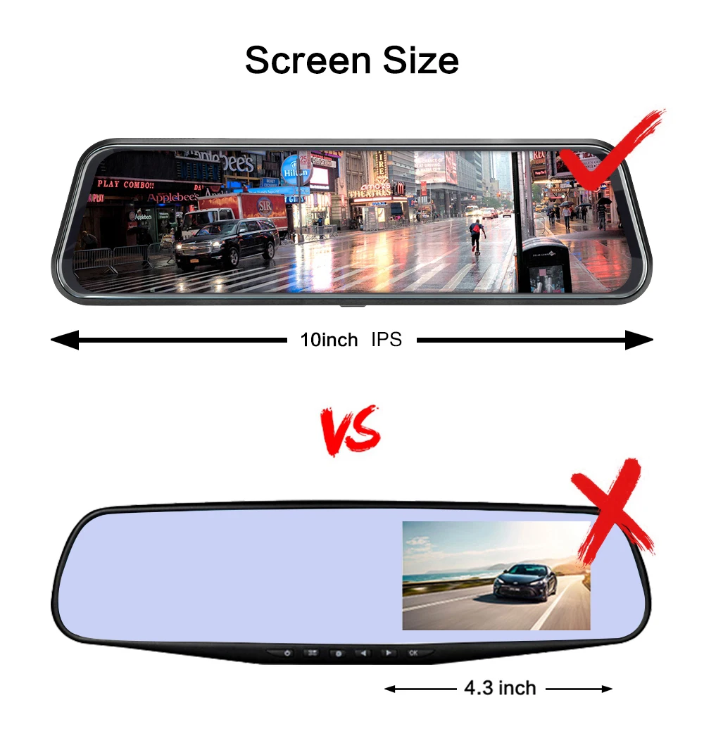 Стрим медиа Автомобильное зеркало заднего вида DVR Dashcam камера 1" ips сенсорный экран Full HD 1080P ночное видение видеорегистратор