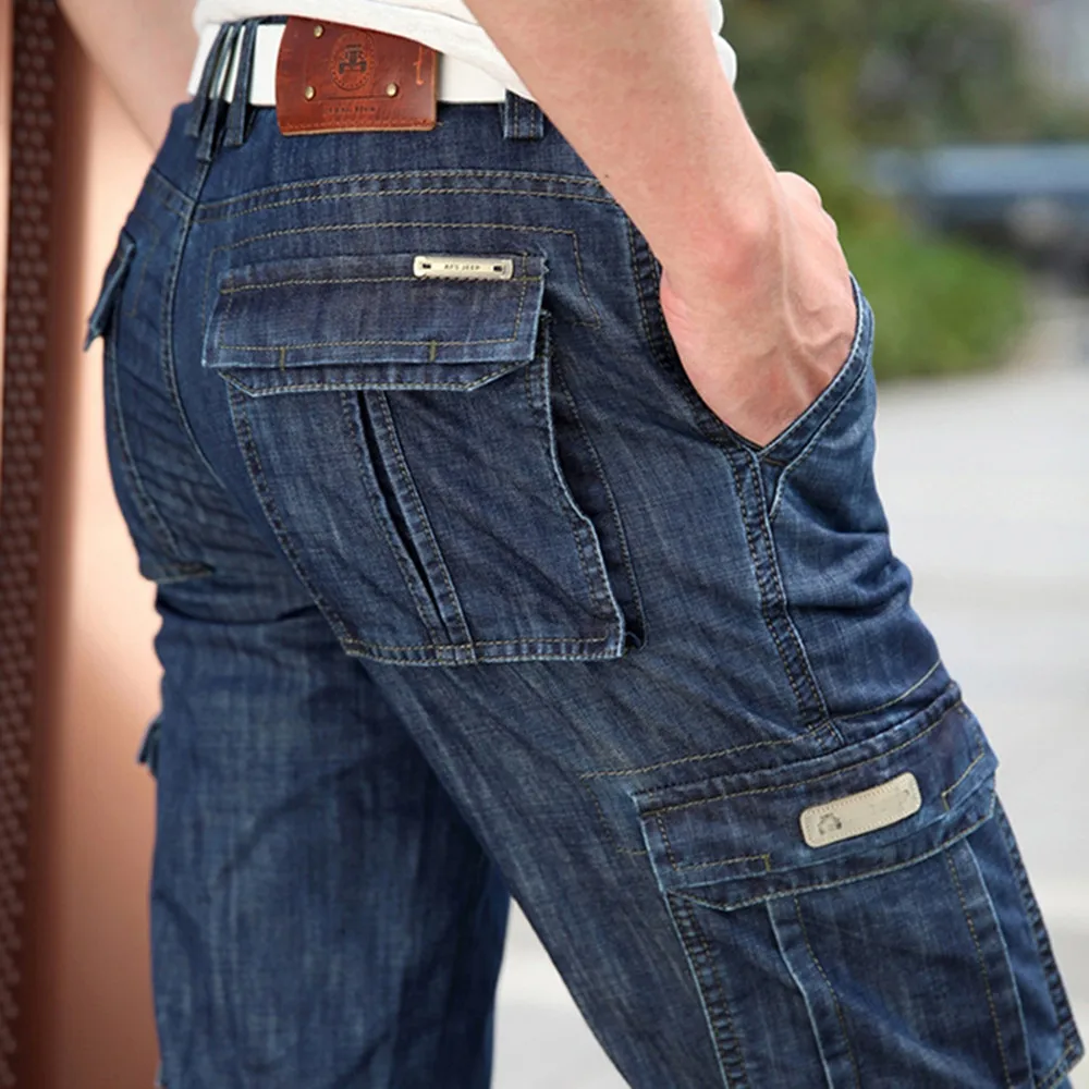 2020 New Men's Military Cargo Trousers Multi-pockets Straight Motorcycle Denim Cargo Pants Plus Size 44 Men Casual Long Trousers 2020 New Men's Military Cargo Trousers Multi-pockets Straight Motorcycle Denim Cargo Pants Plus Size 44 Men Casual Long Trousers