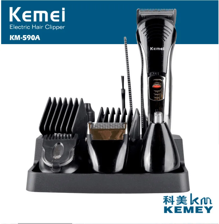 Kemei KM-590A машинка для стрижки волос бритва триммер волос на груди Ножи Машинка для удаления волос в носу 7 в 1 многофункциональная машинка для стрижки волос