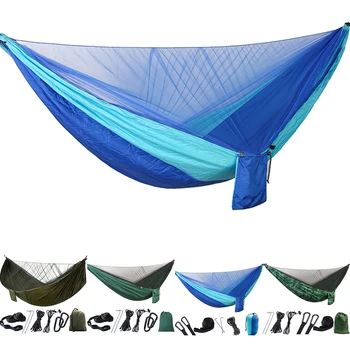 

High Strength Camping Hammock Portable Folding Outdoor Hanging Hammock with Mosquito Net for Two Person