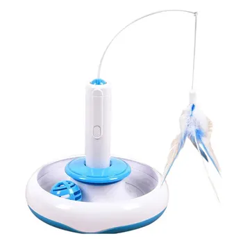 

3 in 1 Pet Cat Electric Interactive Toy Teaser Puzzle 360 Degree Rotating IQ Training Detachable Feather Toys