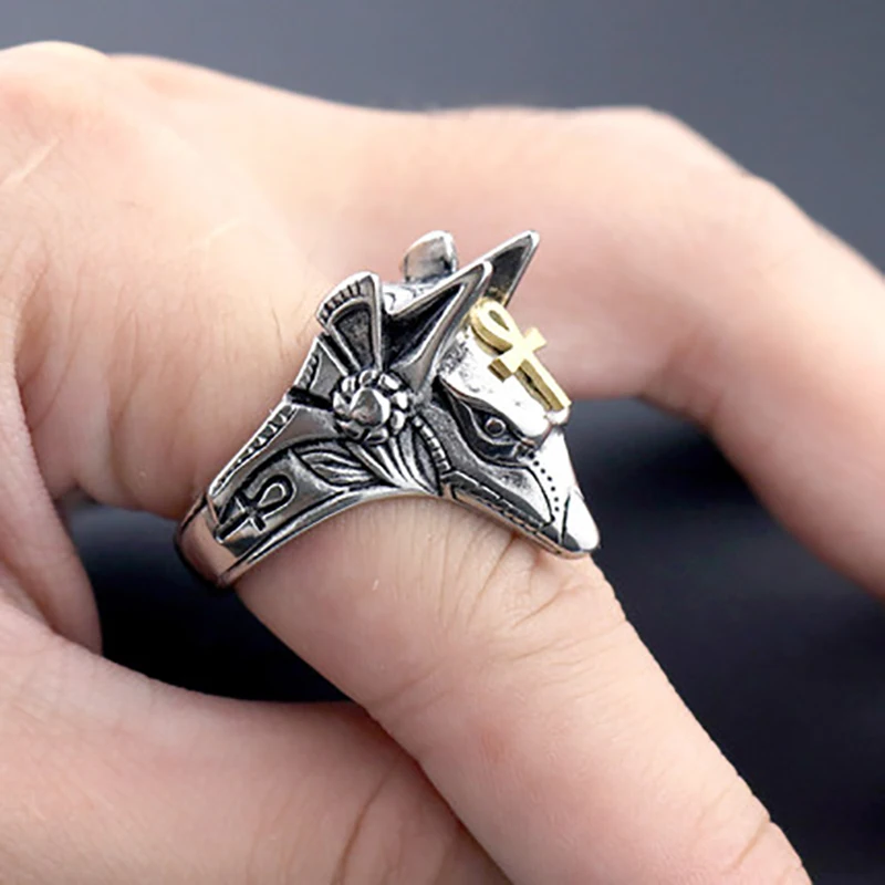 Мужское кольцо с головой бороды Anubis властителя для самообороны модные