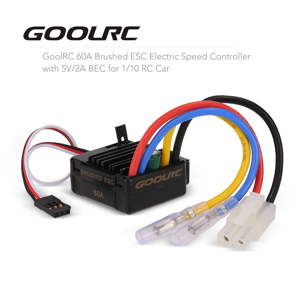 

RC Cars Accessories 60A Carbon Brushed ESC Electric Speed Controller with 5V 2A BEC for 1/10 4WD RC Car ESC Electric