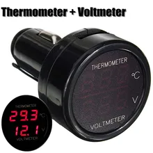 12 В 2 в 1 двойной автомобильный дисплей светодиодный цифровой термометр Вольтметр Автомобильные приборы измерители напряжения термометр