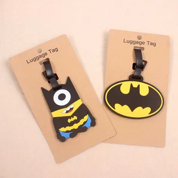 

Travel Accessories Cartoon Batman Superman Luggage Tag Silica Gel Suitcase ID Addres Holder Baggage Boarding Tag Portable Label