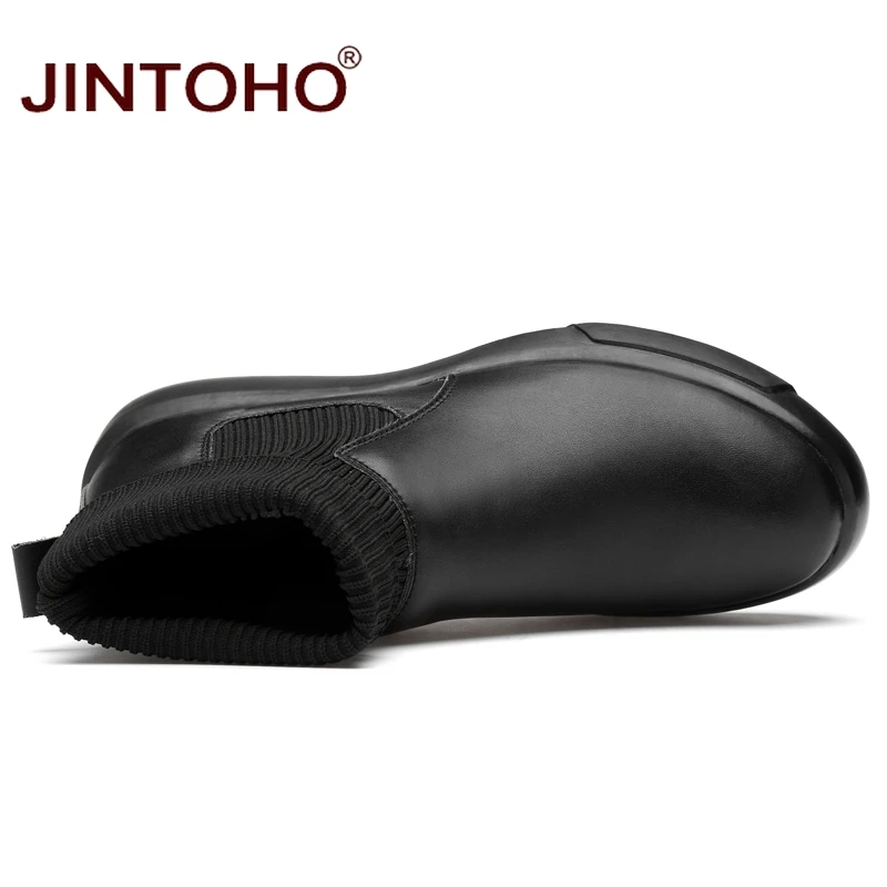 JINTOHO/Высококачественная Мужская обувь из натуральной кожи; модная мужская зимняя обувь; брендовая мужская кожаная обувь; зимние кожаные ботинки; зимние ботинки