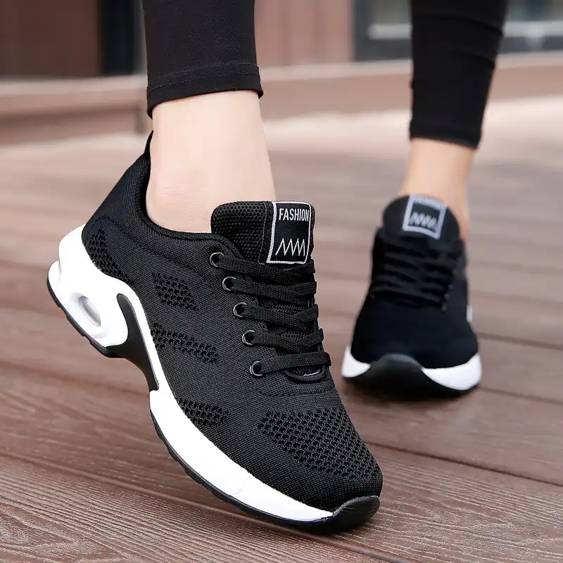 Zapatillas de deporte blancas para mujer, zapatos planos cómodos para  exteriores, zapatillas de tenis ligeras transpirables con cojín de aire,  cesta para mujer|Zapatos planos de mujer| - AliExpress