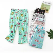 Большой Размеры для сна, низ мама хлопковые длинные штаны Для женщин домашняя одежда для сна с мультяшным принтом сексуальные пижамы, мягкая обувь без шнуровки для женщин с эластичной резинкой на поясе и на штанах