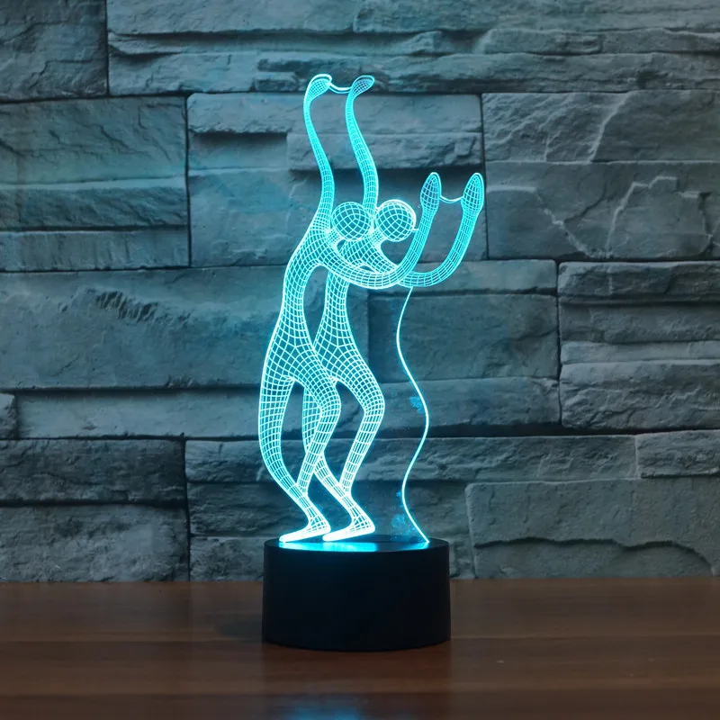 

2019 Foreign Trade New Style Waving People 3D Lamp Colorful Touch Control LED Visual Atmosphere Desktop Lamp 3322