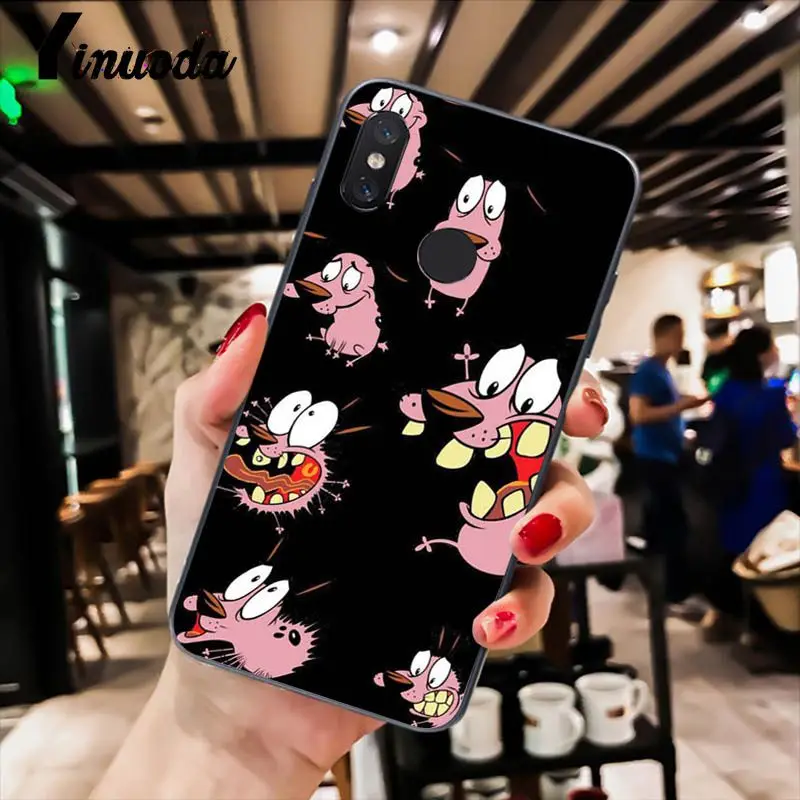 Yinuoda смелость трусливая собака мягкий черный чехол для телефона для Xiao mi Redm4X 6A 5A 7A красный mi 5 5Plus Note8 8Pro 7 mi A1 A2Lite