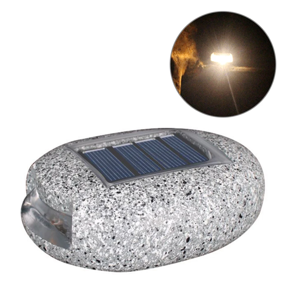 Waterproof Ground Mounted Resin Stone Shape LED Solar Light Outdoor Garden Decor