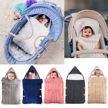 

Baby Sleeping Bag Envelope Winter Kid Sleepsack Footmuff Stroller Knitted Sleep Sack Newborn Swaddle Knit Sleep Sack