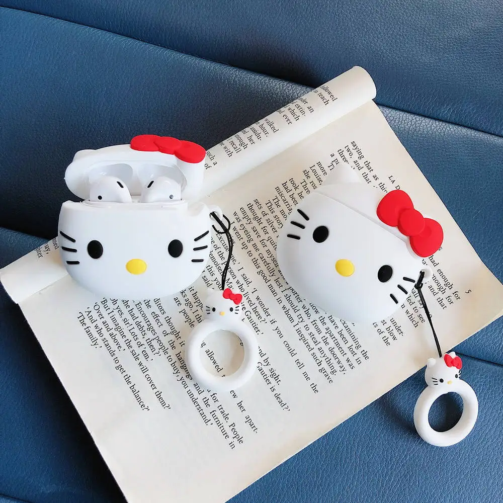 

LOVERONY Cute Bluetooth Earphone 3D Silicone Case For Apple AirPods 2 1Headset Protective Cover Coque Cartoon Kitty Air pods