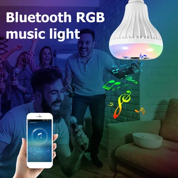 

E27 LED Smart Light Bulb RGBW Bluetooth Music Player Bulb Home Mobile Remote Party Night Lamp with 24 Keys Remote Control