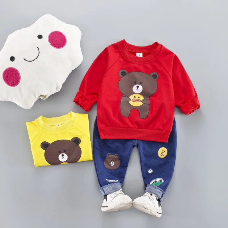 

Bear Duck Baby Matching Outfits Set In Children Cartoon Autumn Suit