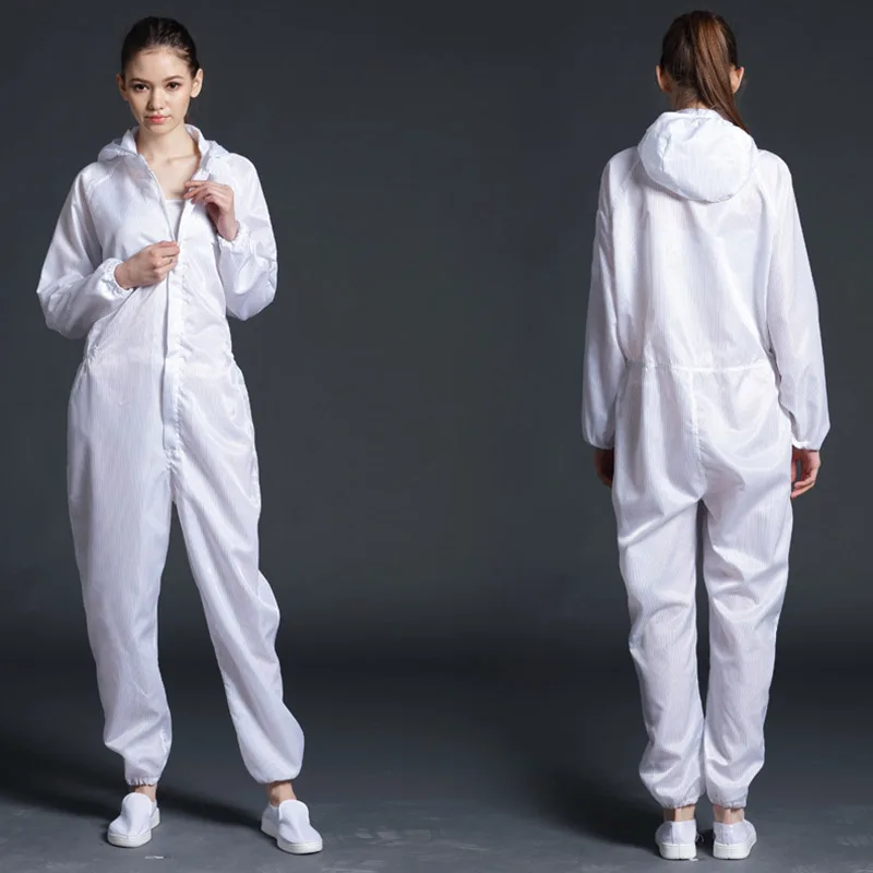 Unisex Protective One-piece Coveralls Clean Clothes Hood Dust-proof Static clothes Cleanroom Garment Paint Work overall Clothing