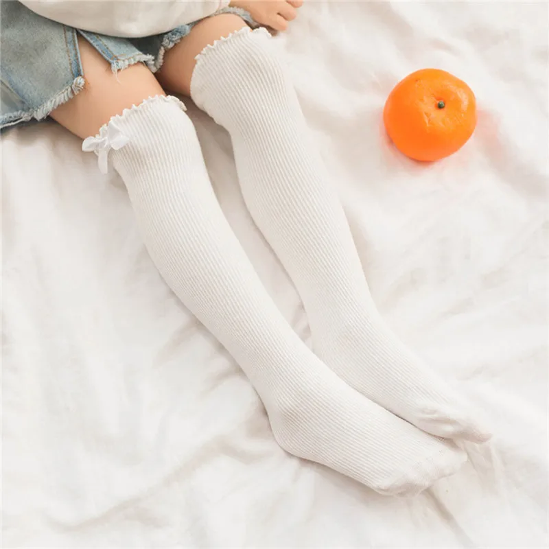 Socks skarpetki Kids Toddler Baby Girls Boys Solid Anti-Slip Knitted Long Socks Knee Socks kniekousen meisje #4S02 (19)