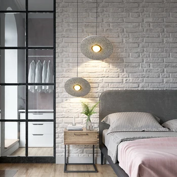

New Satellite restaurant Pendant Light modern art terrazzo design bedroom bedside led lamp round Dining Room Light Nordic lamps