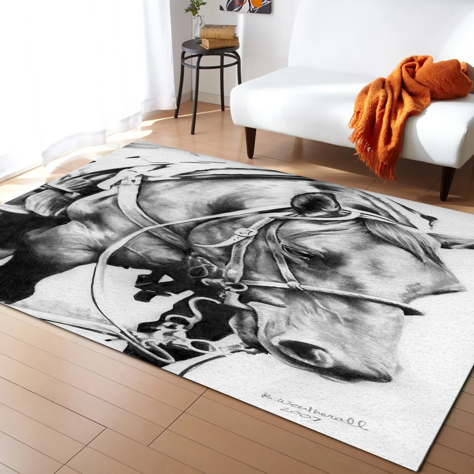 Animal Horse Carpets for Living Room Household Bedside Rug Girls Room