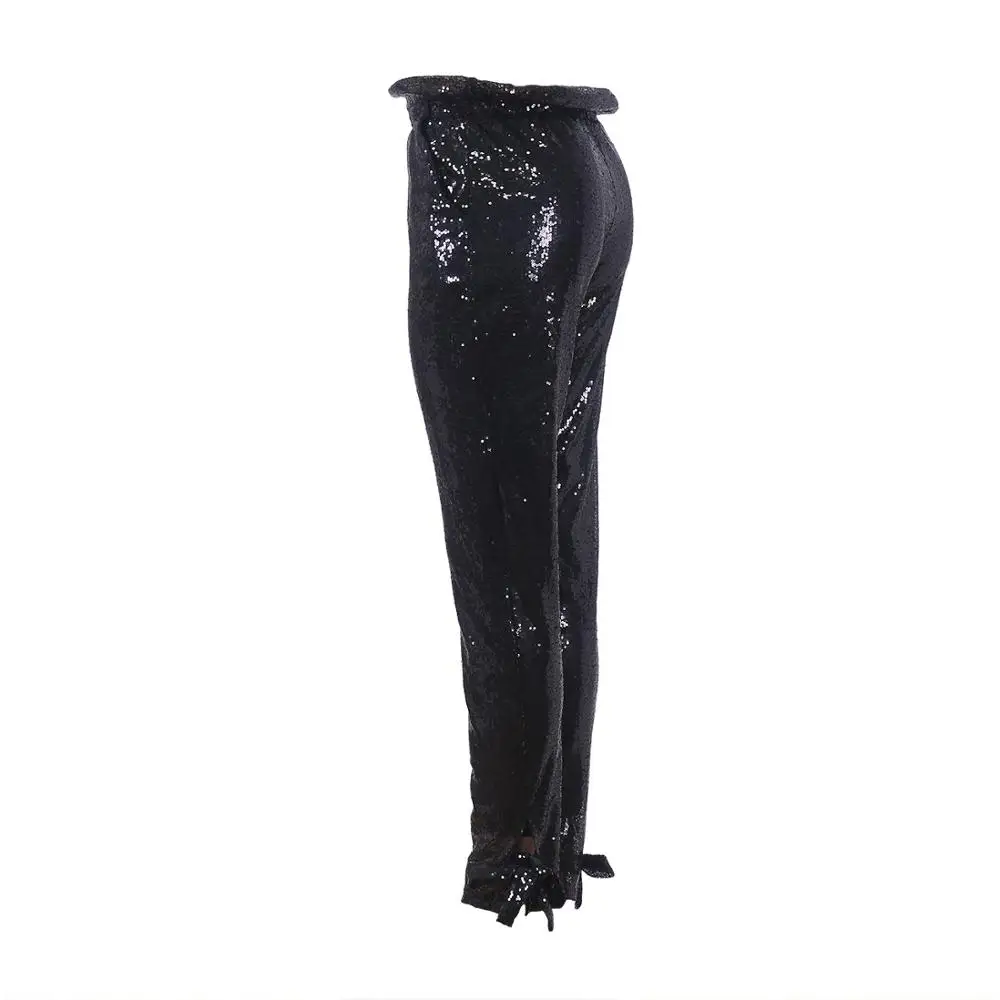 Sequins Pants Women Black Bandage High Waist African Long Trousers Autumn Party Club Female Elastic Plus Size Pencil Pants