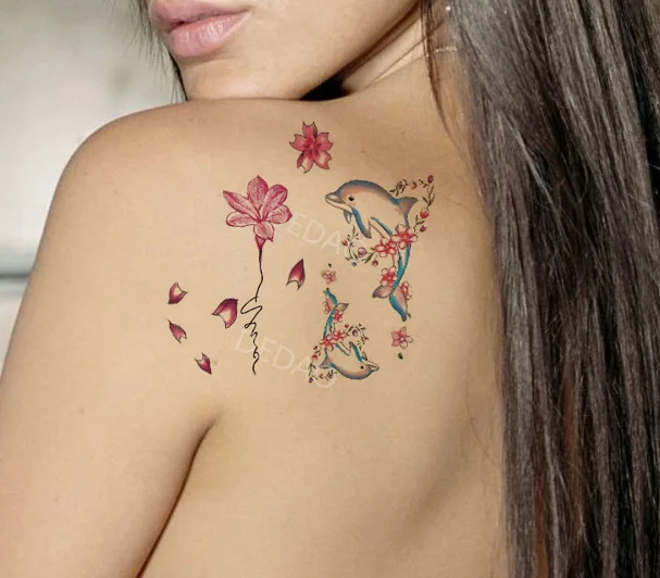 30pcs Temporary Tatoo Stickers Rose Flower Fake Tattoo Sticker Butterfly Fish Waterproof Flash Tatto Tatouage For Girl Women