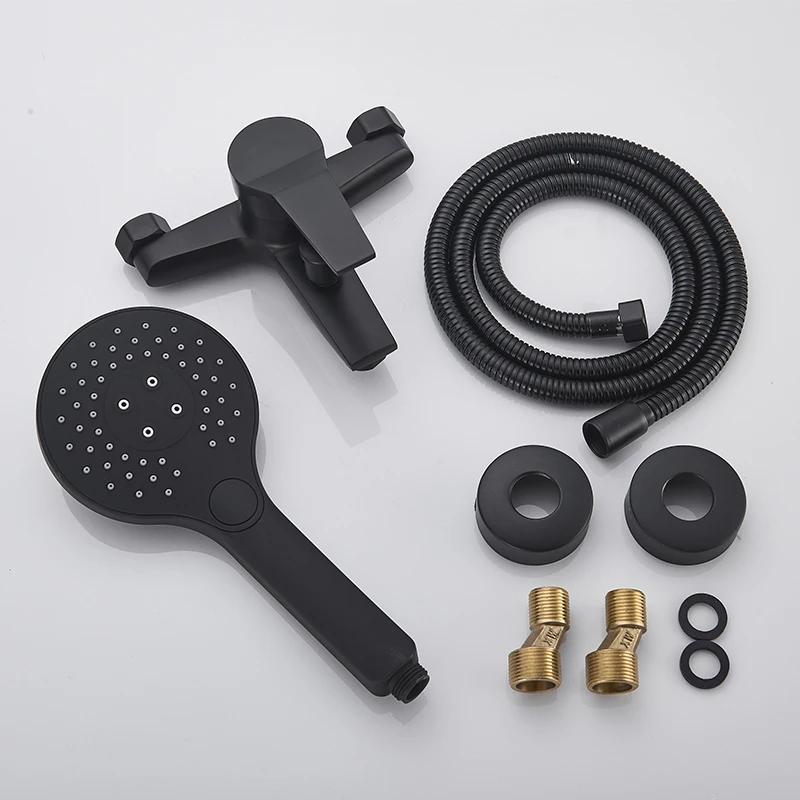 Matte Black Bathtub Faucet Wall Mount Chrome ABS Handshower Hot Cold Water Mixer Tap Bath Shower Faucet Tap Robinet Baignoire 5