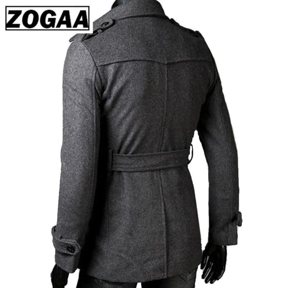 ZOGAA брендовый мужской длинный Тренч, модное однотонное декоративное осеннее Мужское пальто с большими пуговицами, приталенное пальто, верхняя одежда для мужчин