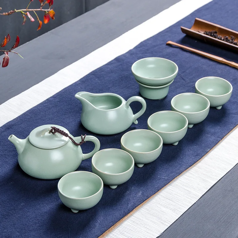 Китайский керамический чайный набор кунг-фу, чайный горшок, Celadon, посуда для напитков, чайный горшок, Набор чашек, удобный чайный набор для путешествий, китайский чайный сервиз, подарок - Цвет: As shown