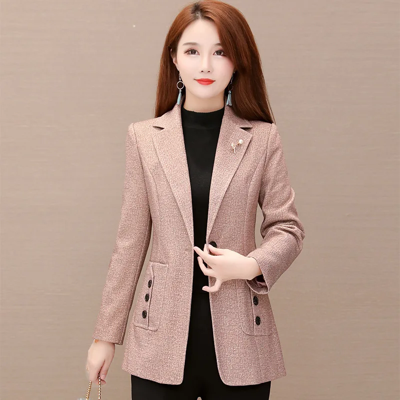 

2019 Korean-style Fashion Glorious Autumn Clothing New Style Western Style Long Sleeve One-Button Slim Fit Slimming Short-height