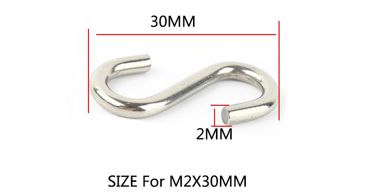 10 шт. S крюк сверхмощный M2/M3/M4/M5/M6/M8/M10 304 нержавеющая сталь крюк такелаж провода разъем s-образный крючки